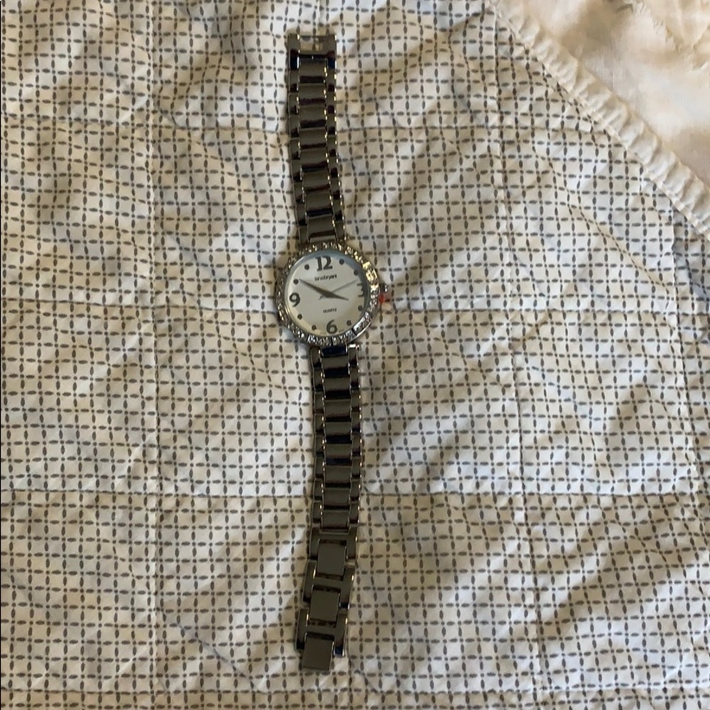 Lane Bryant silver watch w stones around face